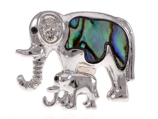 Mommy N African Elephant Natural Abalone Shell Ring