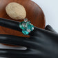Silver Turquoise Green Cluster Floral Flower Ring