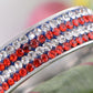 ALILANG Women Stainless Steel Ring American Flag Cubic Zirconia Eternity Band