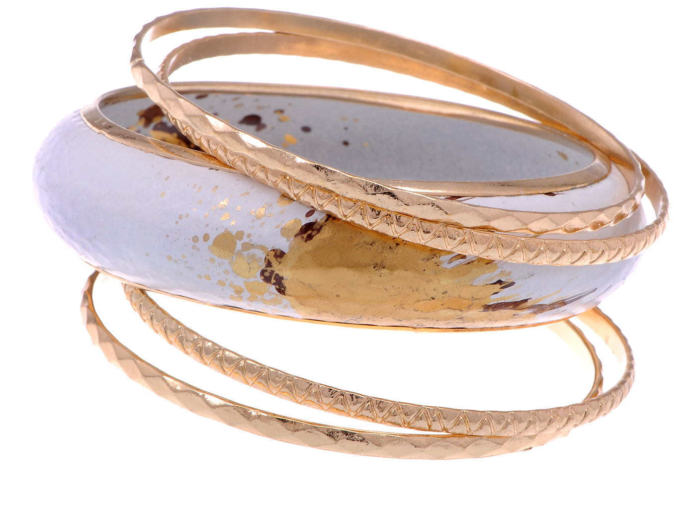 D Bangle Combination Set With Four Additional Accent Bangles