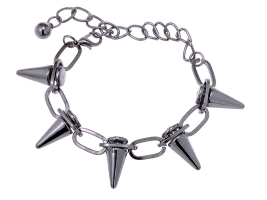 Five Point Studded D Punk Rock Chain Link Bracelet
