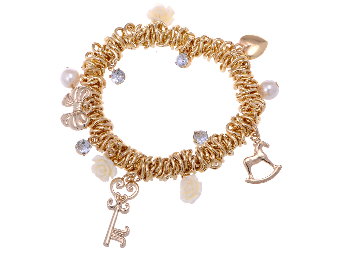 Dangling Charm Expandable Bracelet Accented With Sparkling S