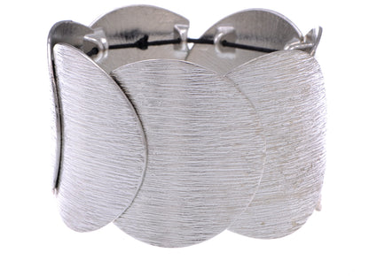 Medieval Armor Style Statement Bracelet With Band And Brushed Finish