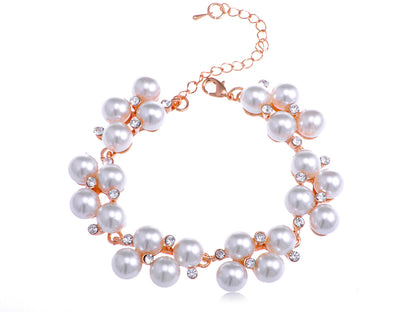 Gold D Pearl Cluster Style Bracelet For Women