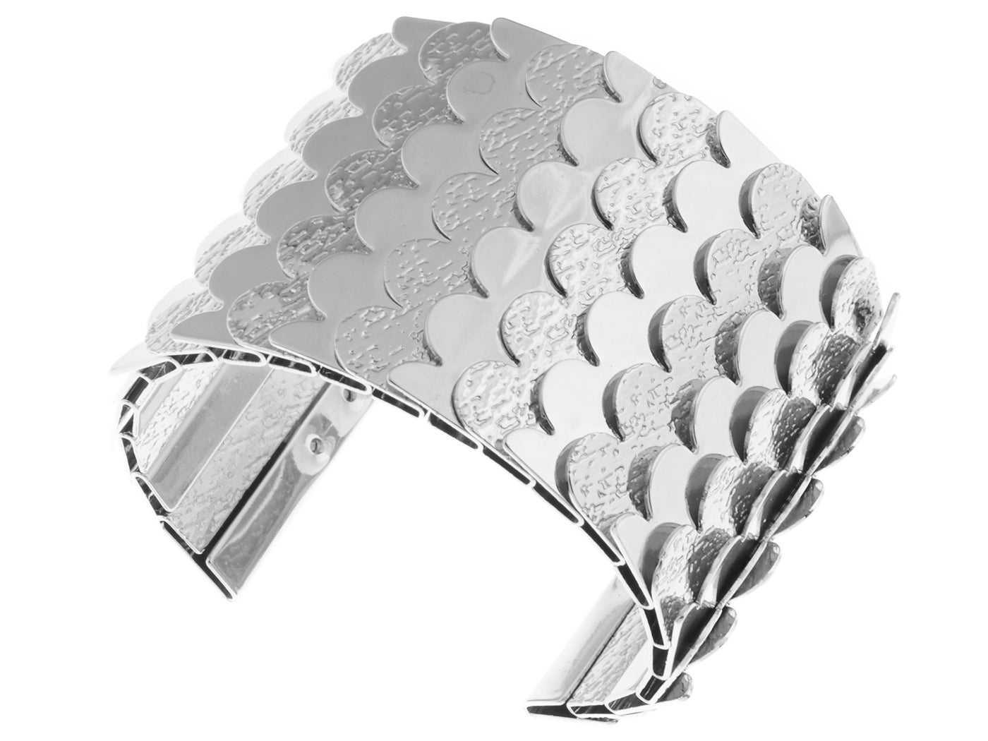 Egyptian Etched Textured Scales Scalloped Wrap Arm Cuff Bracelet