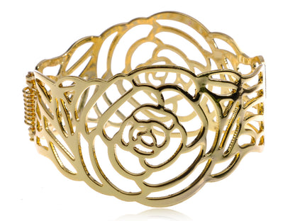 Beautiful Intricate Cutout Rose Design Bangle Bracelet