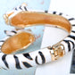 D Black And White Enamel Twin Tiger Cuff Bracelet Bangle