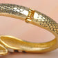Gold D Black And White Enamel Twin Snake Etched Cuff Bangle Bracelet