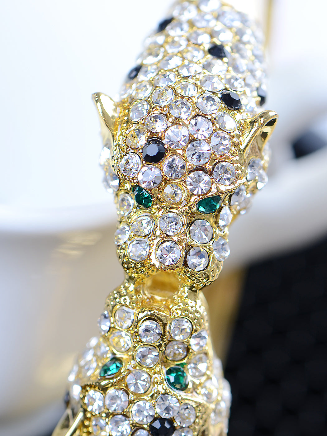 D Black Emerald Twin Lion Cuff Bracelet Bangle