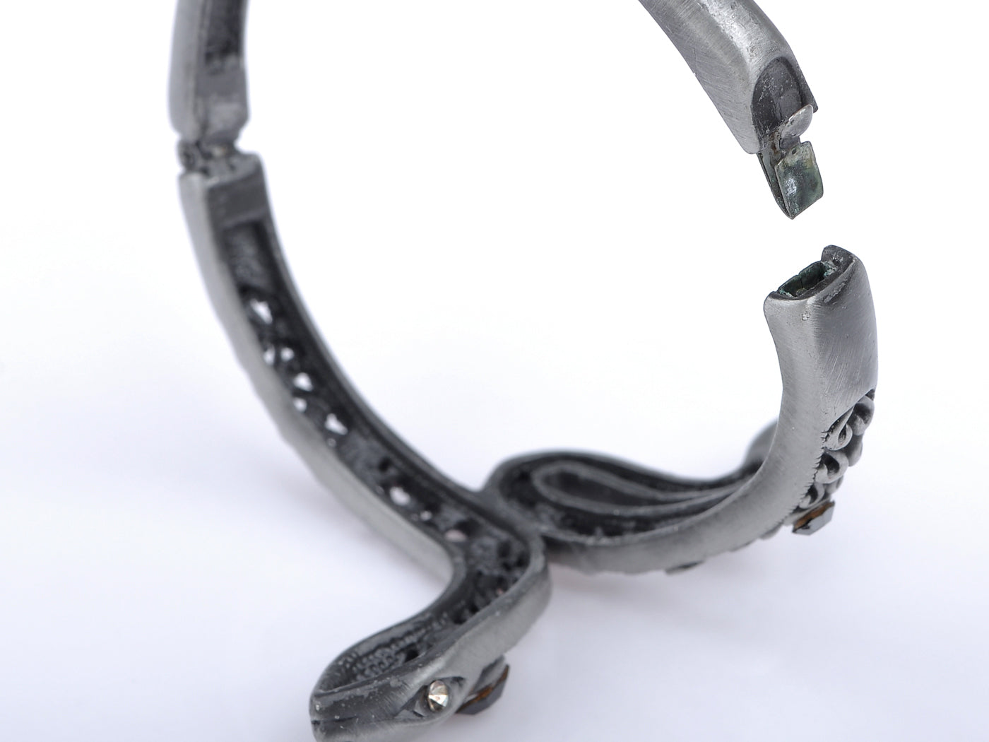 Antique Jet Black Snake Cuff Bracelet Bangle