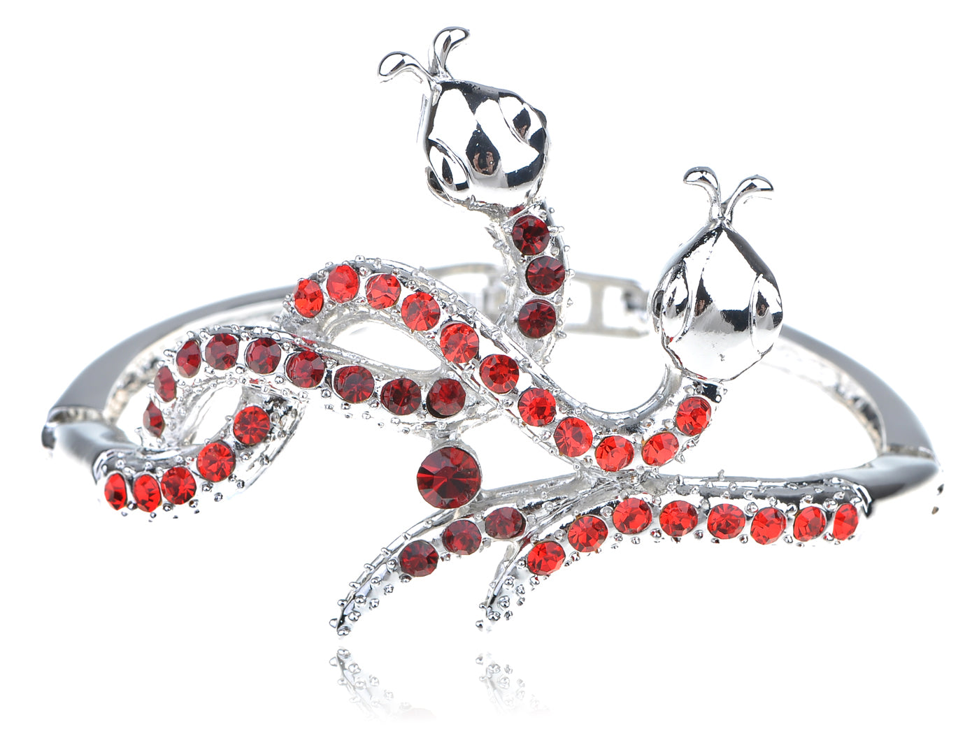Red Twin Serpents Snake Cuff Bracelet Bangle