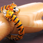 Orange Enamel Twin Tiger Cuff Bangle Bracelet