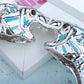 White Blue Enamel Aquamarine Twin Animal Bangle Bracelet