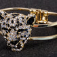 Gold Cheetah Leopard Face Head Cuff Bracelet
