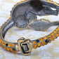 Antique Royal Brass Lion Topaz Brown Amber Bangle Bracelet