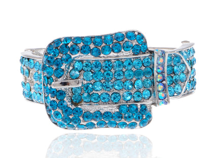 Iridescent Blue Belt Buckle Bangle Bracelet