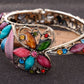Vintage Multi Color Enamel And Flower Bangle Bracelet