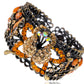 Topaz Color Orange Monarch Butterfly Floral Lace Cutout Cuff Bracelet Bangle