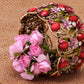 Antique Floral Pink Cherry Blossom Flower Berry Bracelet Bangle Cuff