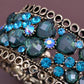 Brass Antique Blue Hearts Bangle Bracelet
