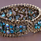 Brass Antique Blue Hearts Bangle Bracelet