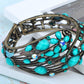 Turquoise Jeweled Blue Flower Cuff Bangle Bracelet