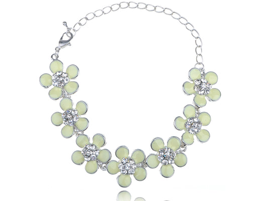 Floral White Creamy Enamel Petal Bracelet