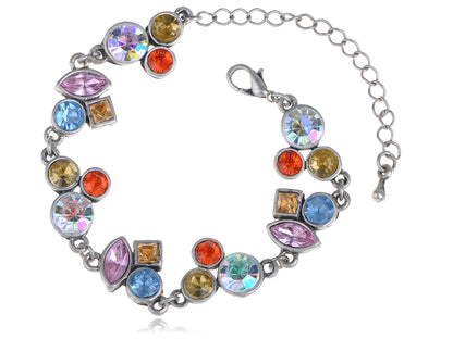Matt Silver Multicolor Acry Trinket Charm Bracelet