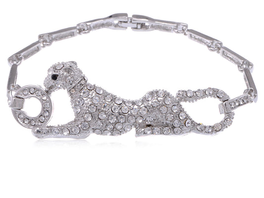 Silver Jaguar Leopard Animal Link Bracelet