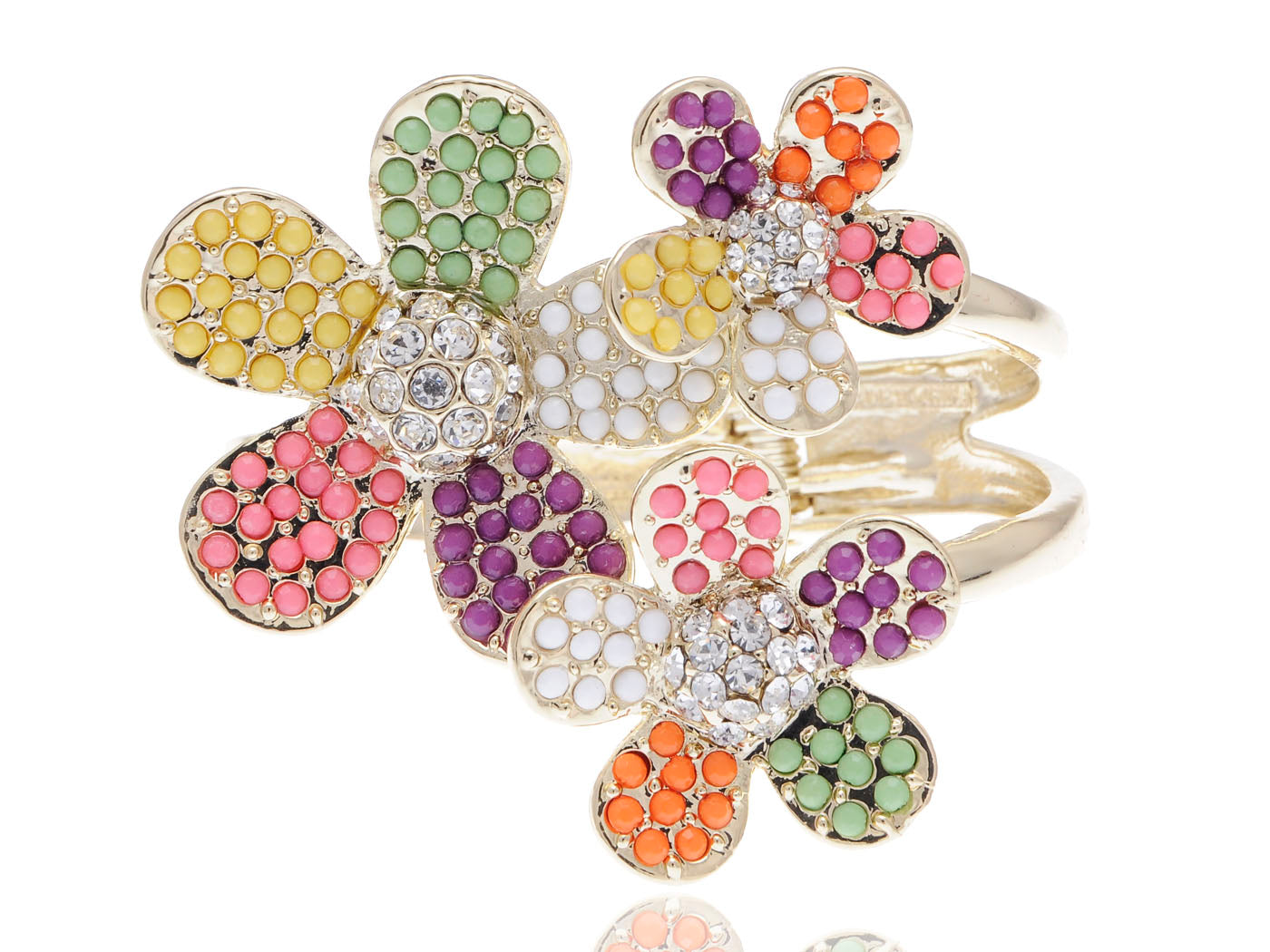 Colorful Encrusted Bead Stigma Flower Bracelet
