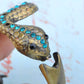 Vintage Brass Blue Eyed Zircon Snake Body Wrap Bracelet