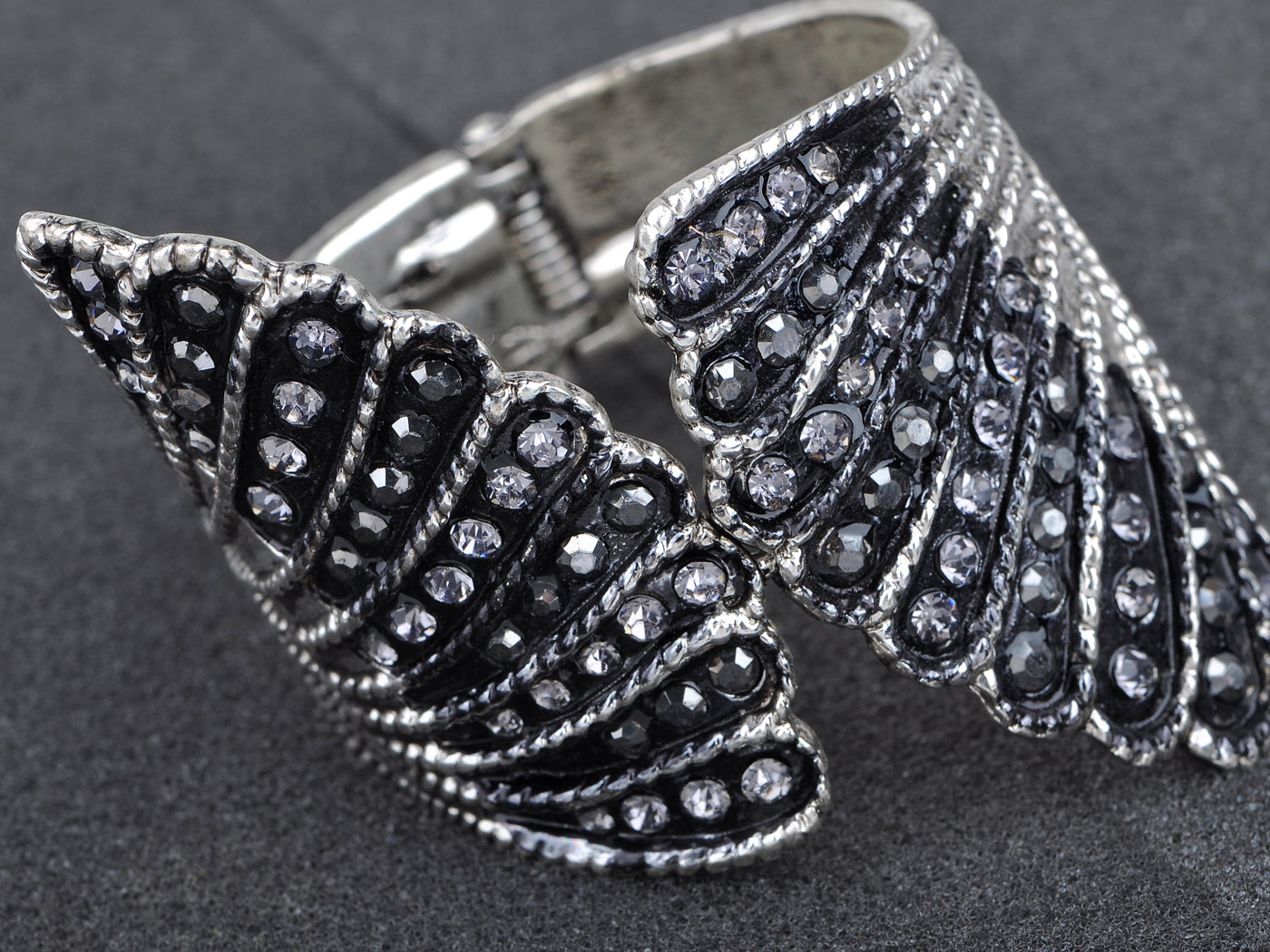 Grey Filigree Angel Wings Shell Cuff Bracelet