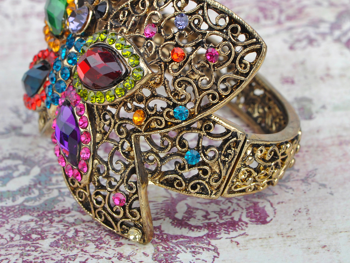 Antique Multicolored Colorful Butterfly Bangle Bracelet
