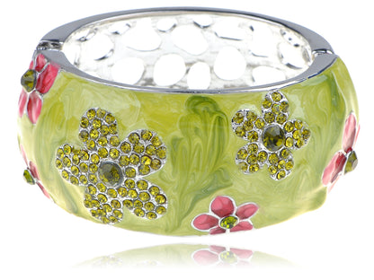 Pearly Pearlescent Pink Peridot Flower Bracelet Bangle