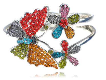 Trendy Multi Colorful Butterfly Flower Bracelet Bangle Cuff