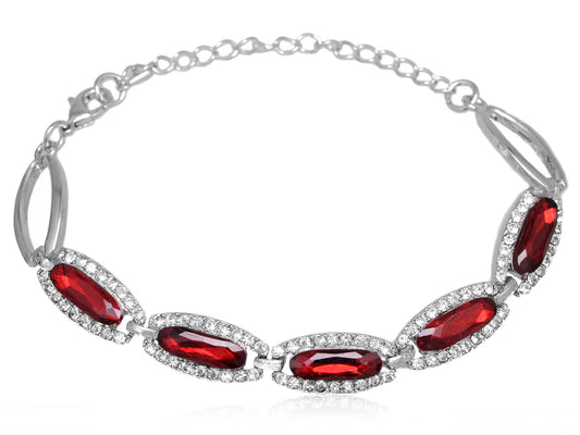 Exotic Oval Ruby Red Chain Link Princess Bracelet