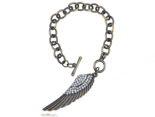 Vintage Gold Chain Feather Bird Wing Bracelet