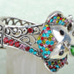 Multi Colored Colorful Elephant Filigree Bangle Bracelet Cuff