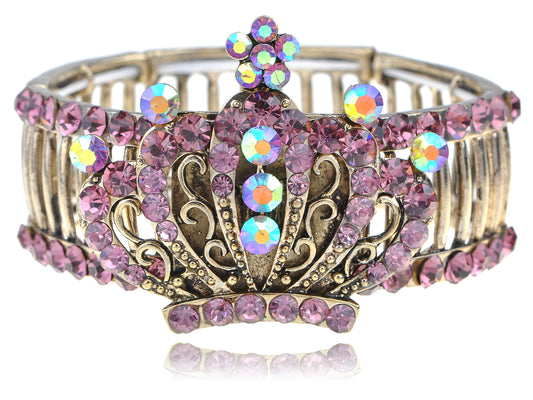 Pink Vintage Antique Crown Bangle Bracelet