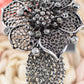Silver Weave Braid Flower Bangle Cuff Bracelet