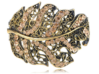 Antique Gold Topaz Autumn Leaf Bracelet Bangle