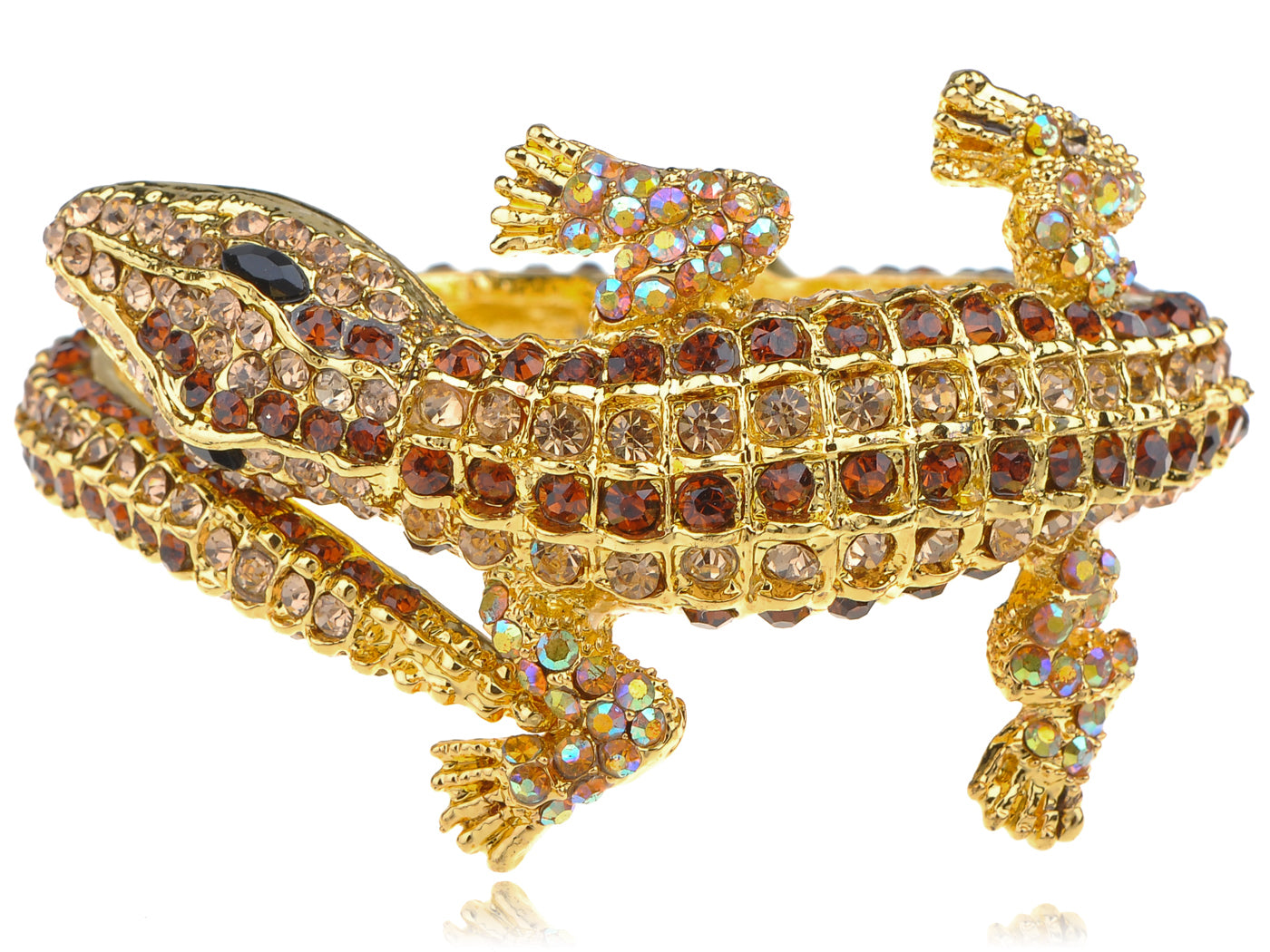 Topaz Colored Crocodile Alligator Bangle Bracelet