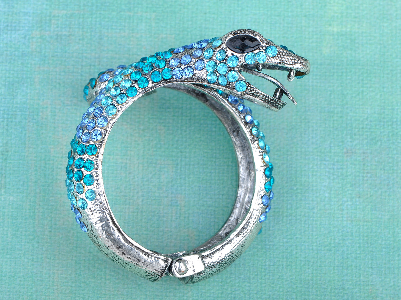 Vintage Snake Blue Sapphire Bracelet Bangle Cuff