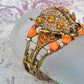 Antique Topaz Colored Orange Ladybug Insect Cuff Bracelet