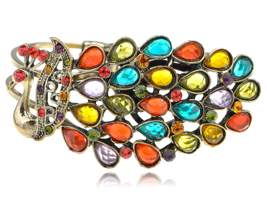 Rainbow Peacock Bird Bracelet Bangle Cuff