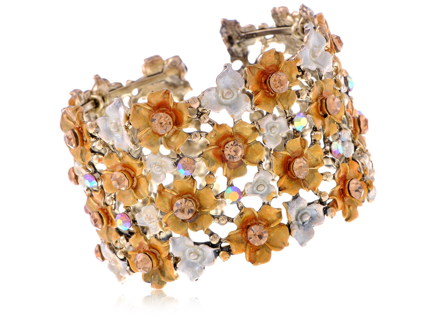 Vintage Topaz Blooming Flower Garden Bracelet Bangle Cuff