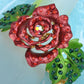 Ruby Emerald Rose Flower Leaf Bracelet Bangle Cuff