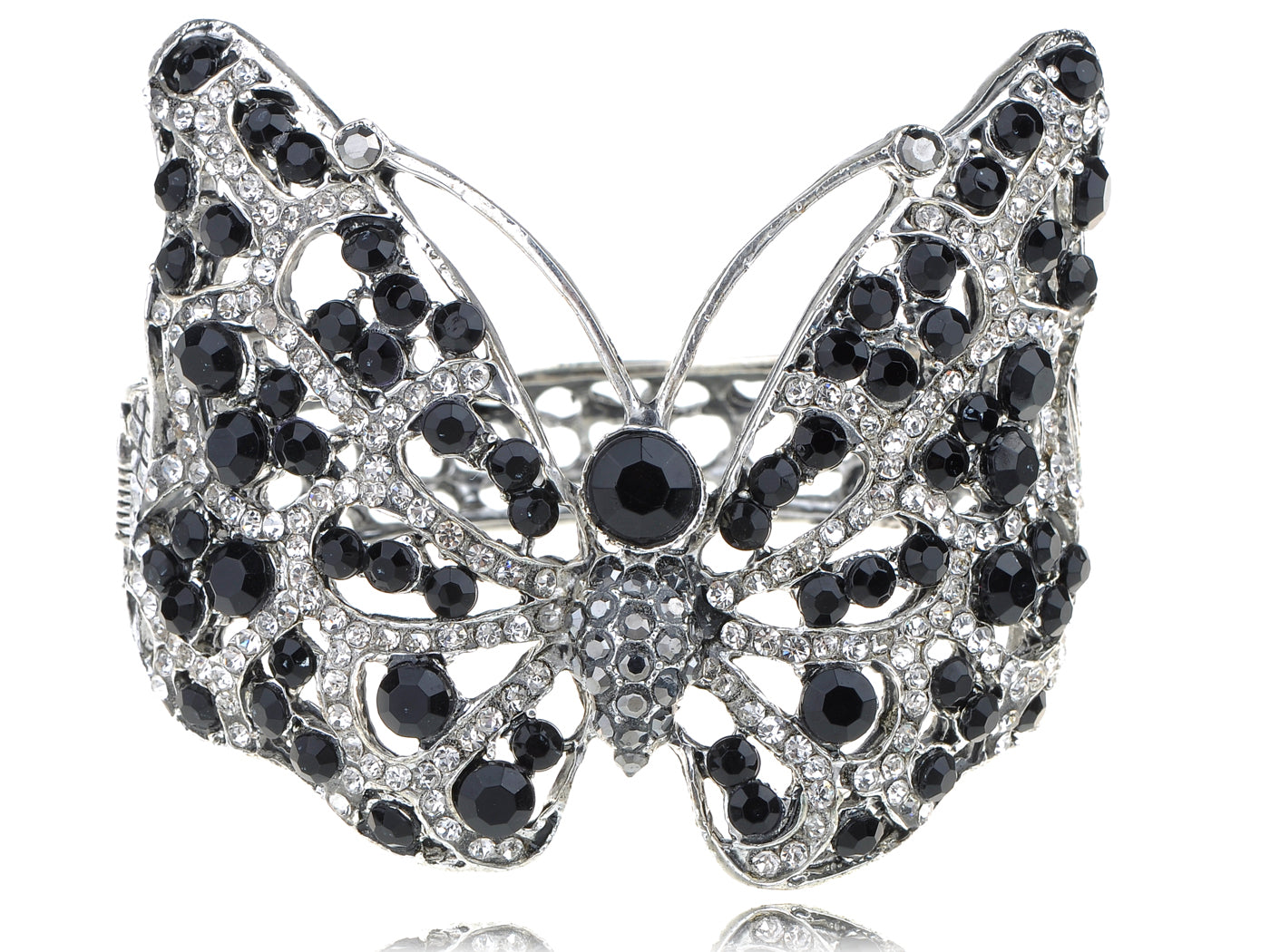 Statement Jet Black Butterfly Art Deco Bracelet Bangle Cuff