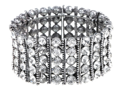Silver Tennis Bridal Jewelry Bangle Cuff Bracelet