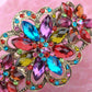Rainbow Colorful Jewel Gem Flower Star Bracelet Bangle Cuff